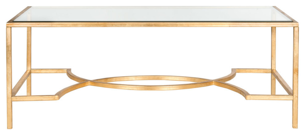 Genavieve Coffee Table Gold/ Tempered Glass Top   Contemporary   Coffee Tables   by Virgil Stanis Design  Houzz