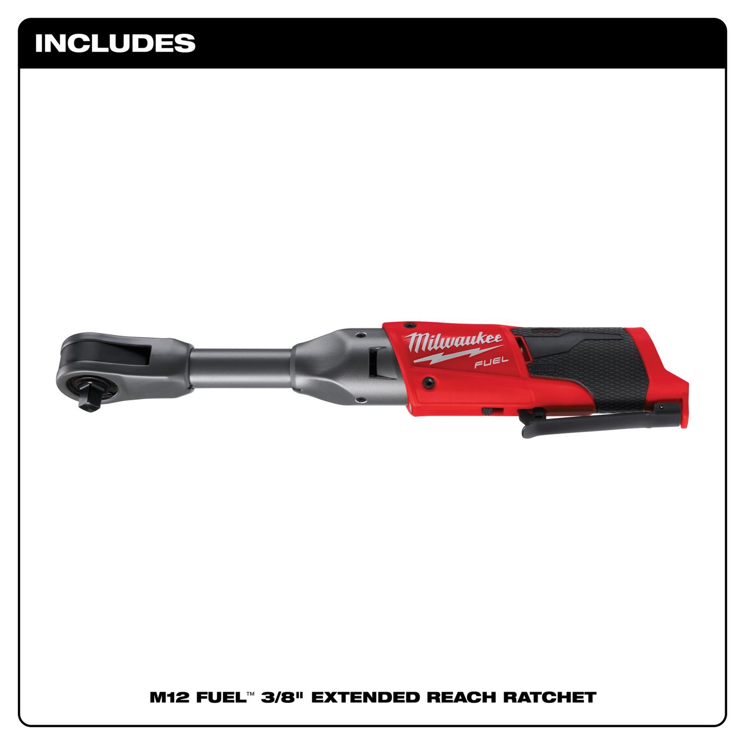 MW M12 FUEL Extended Reach 12 V 3/8 in. Brushless Cordless Ratchet Tool Only