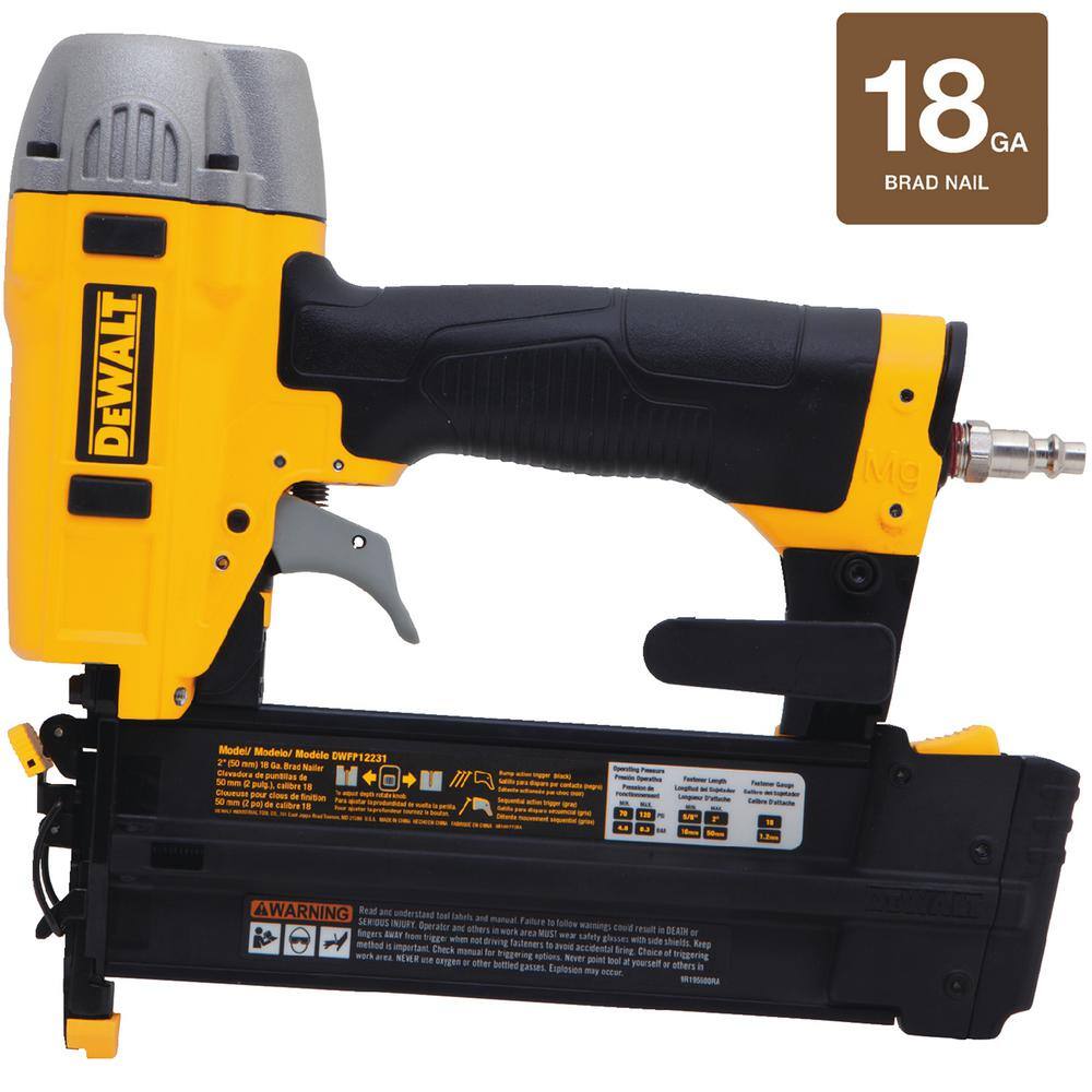 DW Pneumatic 18-Gauge 2 in. Brad Nailer Kit and 1-12 in. x 18-Gauge Brad Nails (2500 Per Box) DWFP12231W150-2