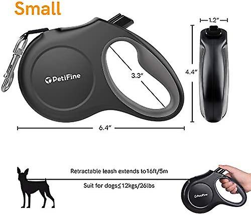 Yoitea Retractable Dog Leash With Dispenser And Poop Bags， 10ft/16ft Heavy Duty Reflective Walking Pet Leash For X-small/small/medium/large Breed Dogs