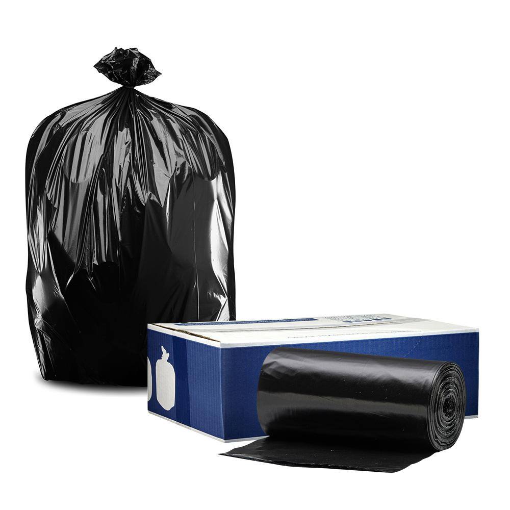 Plasticplace 50 in. W x 60 in. H 64 Gal. 1.2 mil Black Toter Compatible Trash Bags 100-Case (4-Pack) W65LDBTL12RL4PK