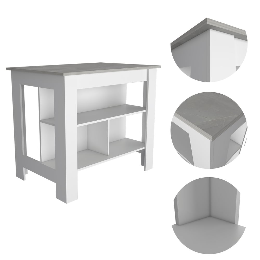 3 Shelf Kitchen Island with Open Shelf