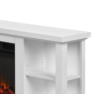 Real Flame Penrose Slim 58 in. Freestanding Wooden Electric Fireplace in White 7770E-W