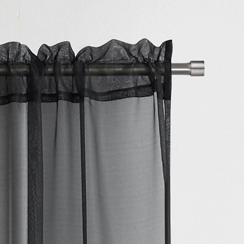 VCNY Home O'Hara Solid Black Rod Pocket Sheer Curtain   60\