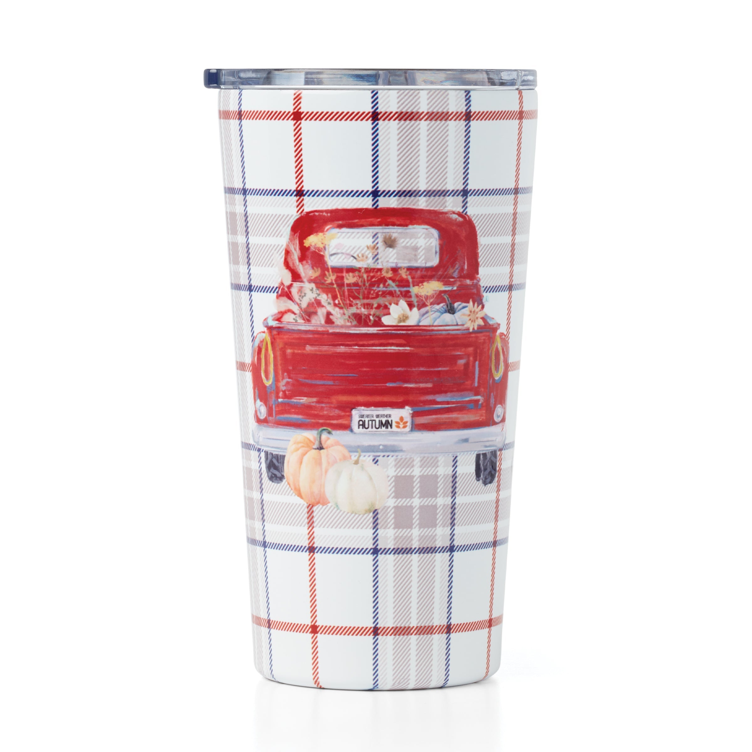 Red Plaid Truck 20 Oz Tumbler