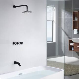 SUMERAIN Triple Handle 1-Spray Tub and Shower Faucet 7.92 GPM in Matte Black (Valve Included) S3231DI-HD