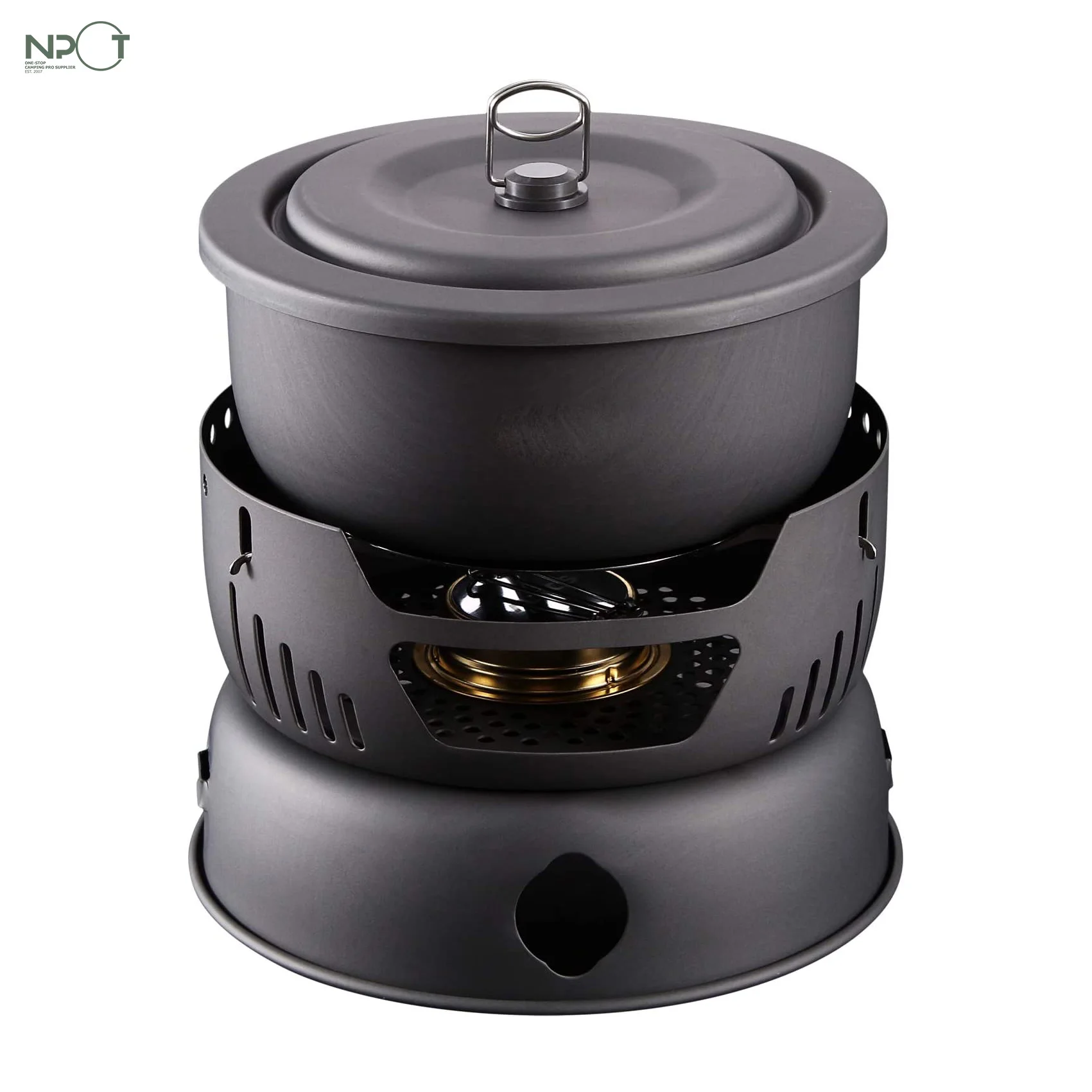 NPOT Camping Cookware  Portable Camping Stove with 2L Pot and Windshield Outdoor Cooking Set for Backpacking Hiking Picnic BBQ