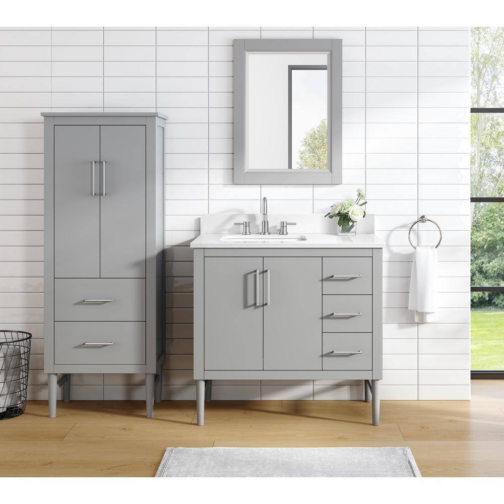 Home Decorators Collection Nova 37 in. W x 22. D x 35. H Vanity in Storm Grey with Engineered Solid Surface Vanity Top 21038-VS37EW-ST