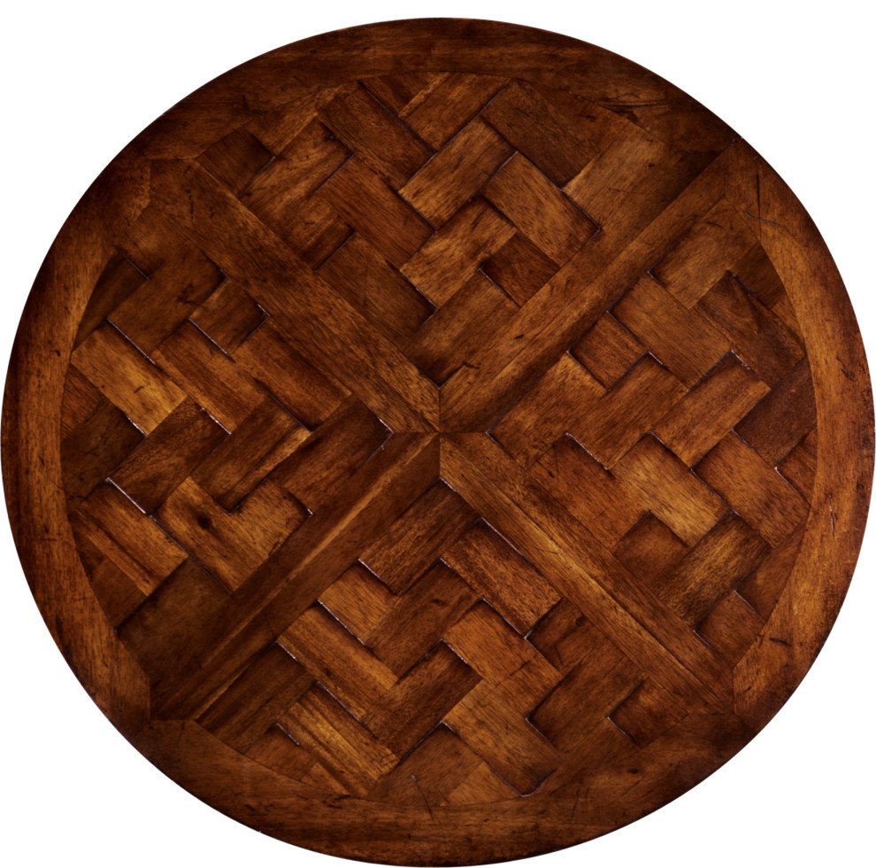 Country Farmhouse Round Parquet Topped Side Table   Traditional   Side Tables And End Tables   by HedgeApple  Houzz