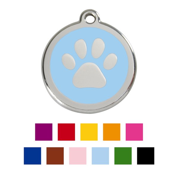 Red Dingo Paw Print Stainless Steel Personalized Dog and Cat ID Tag