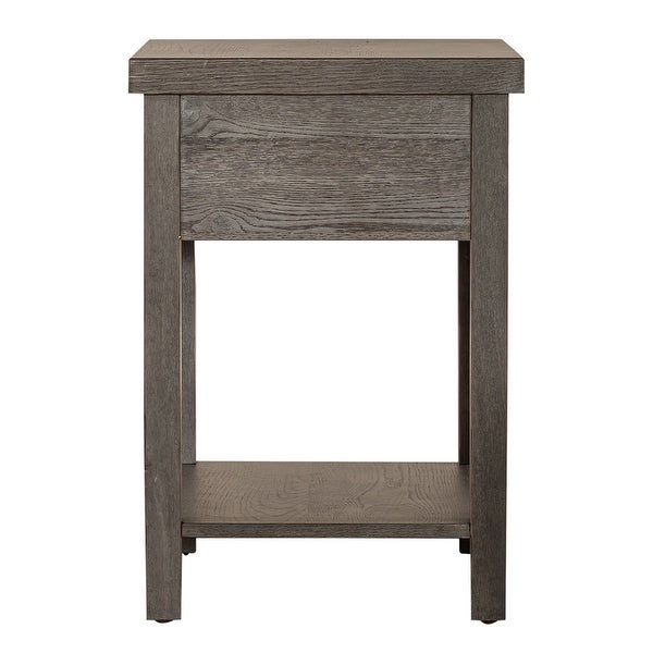 Modern Farmhouse Dusty Charcoal Distressed Drawer Chair Side Table