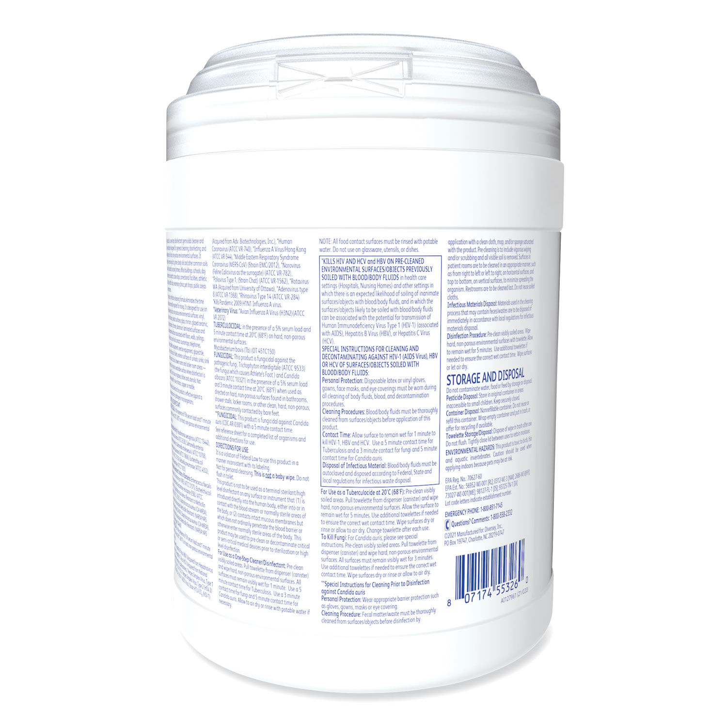 Oxivir TB Disinfectant Wipes by Diverseyandtrade; DVO101105152