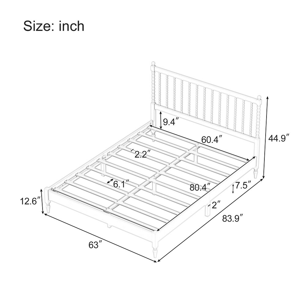 Queen Size Platform Bed with Gourd Shaped Headboard and 2 Nightstands