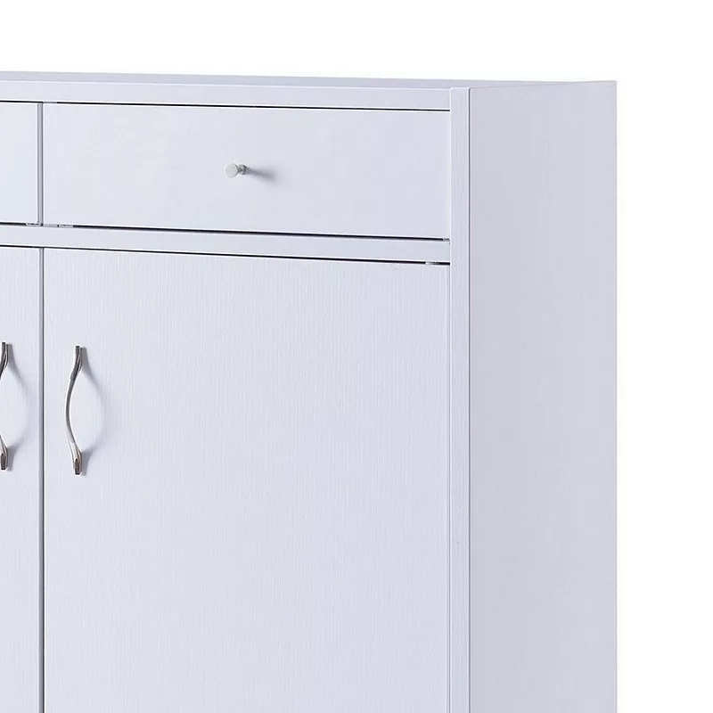 47 Inch 2 Door Wooden Shoe Cabinet， White