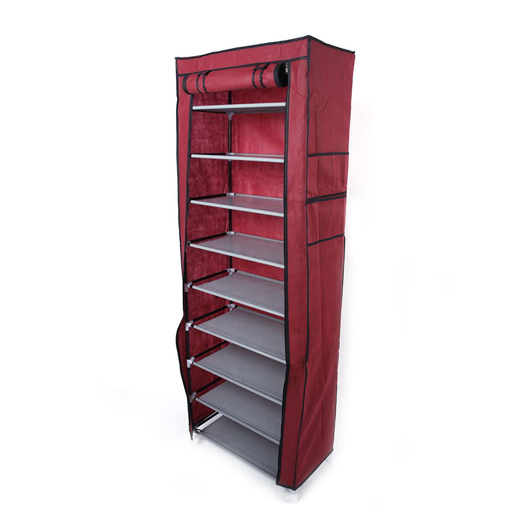 Zimtown 10 Tiers Shoe Rack with Dustproof Cover Closet Shoe Storage Cabinet Organizer