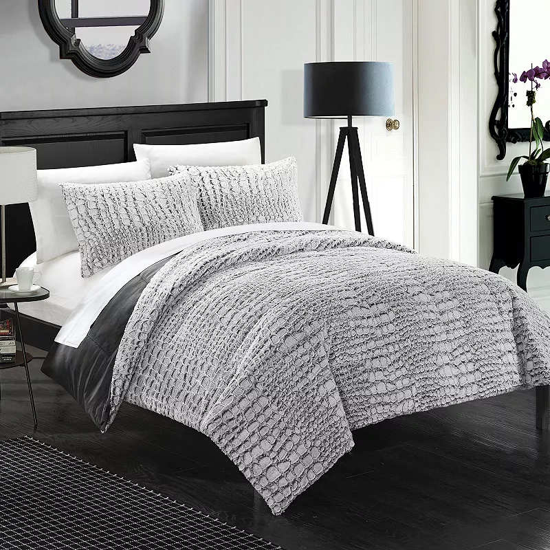 Alligator Faux Fur 3-piece Queen Comforter Set