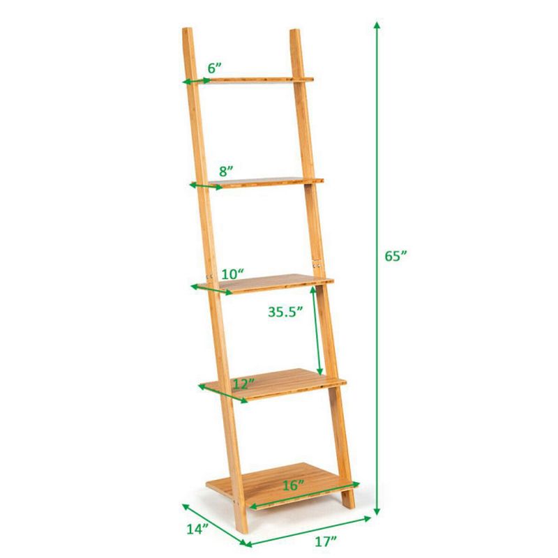 Hivago 5-Tier Modern Wall-Leaning Display Ladder Bookshelf