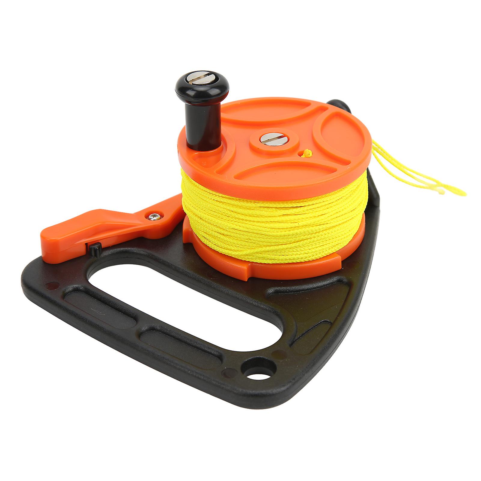 Portable Diving Handle Reel Scuba Diving Reel With Thumb Stopper For Snorkeling Underwater Water Sports 46m Yellow Wireorange Reel