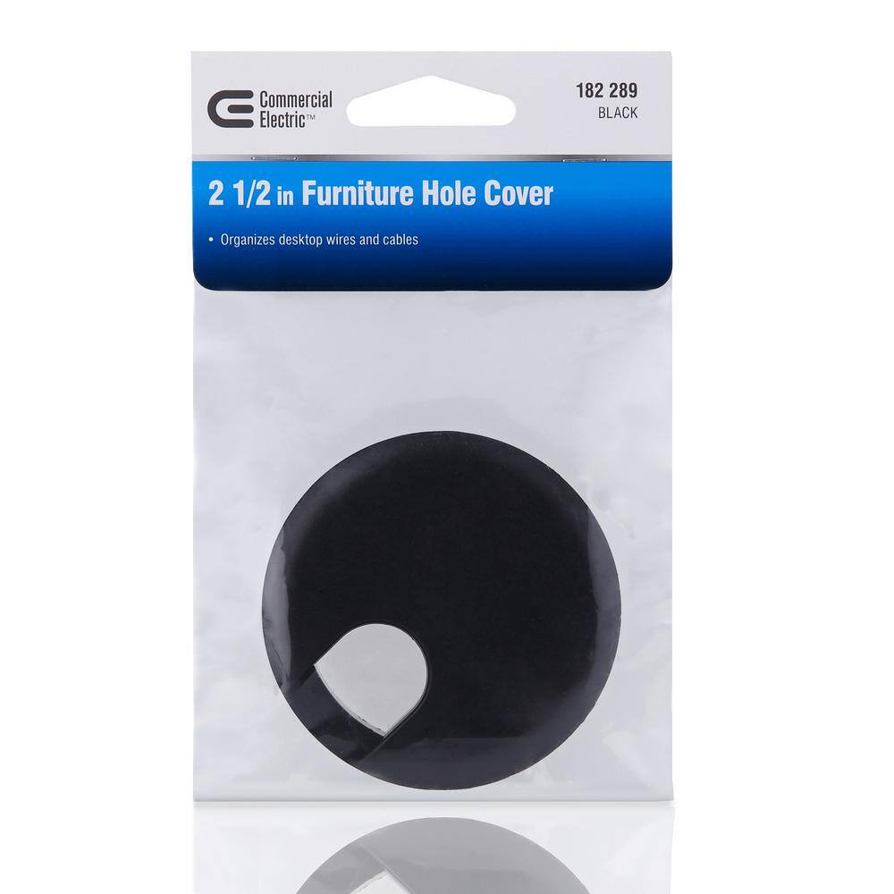 Commercial Electric 2-12 in. Furniture Hole Cover Black COVER BK 2.5