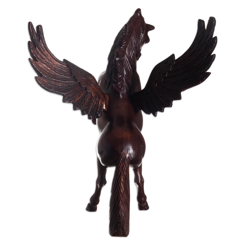 Novica Handmade Mythic Horse Pegasus Cedar Sculpture