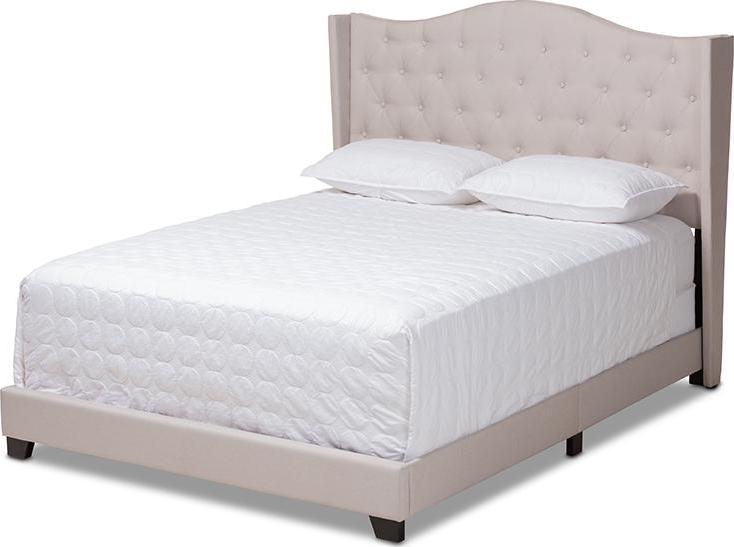 Baxton Studio Alesha Modern and Contemporary Beige Fabric Upholstered Queen Size Bed