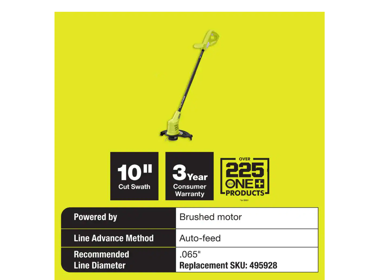 RYOBI P20103BTL ONE+ 18V 10 in. Cordless Battery String Trimmer (Tool Only)