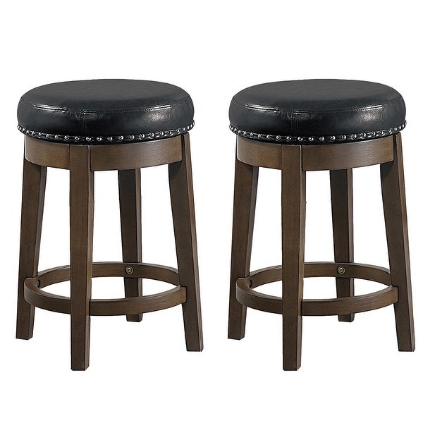 Set of 2 24 -inches PU Swivel Stool