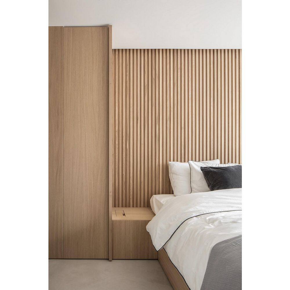 Ejoy 106 in. x 6 in x 0.5 in. Solid Wood Wall 7 Grid Cladding Siding Board in Light Oak Color (Set of 4-Piece) CladdingPanel_WC7G_020