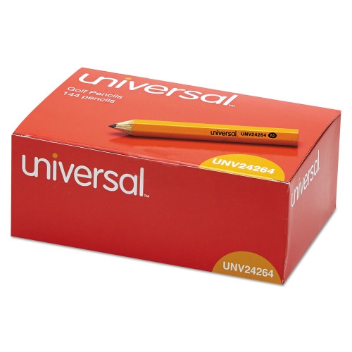 Universal Golf and Pew Pencil， HB (#2)， Black Lead， Yellow Barrel， 144/Box (24264)