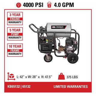 SIMPSON 4000 PSI at 4.0 GPM CRX 420 with AAA Industrial Triplex Pump Hot Water Professional Gas Pressure Washer 65132