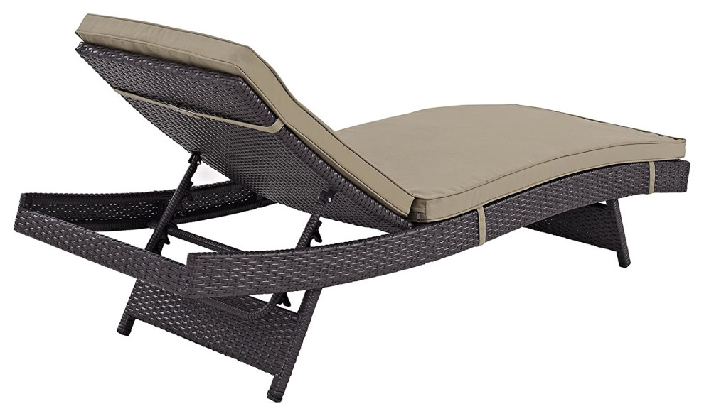 Contemporary Chaise Lounge  Espresso Rattan Covered Frame With Mocha Cushion   Rustic   Coffee Tables   by Decor Love  Houzz