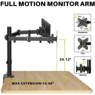 USX MOUNT Dual Monitor Arm Desk Mount Fits for Most 13 in. - 27 in. LED FlatCurved Monitors HAS402