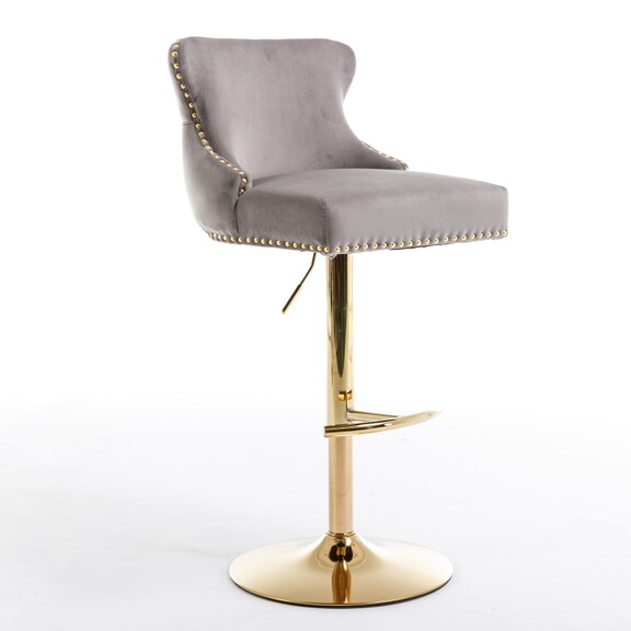 Seat Wide19.3 inches Golden Swivel Velvet Barstool...