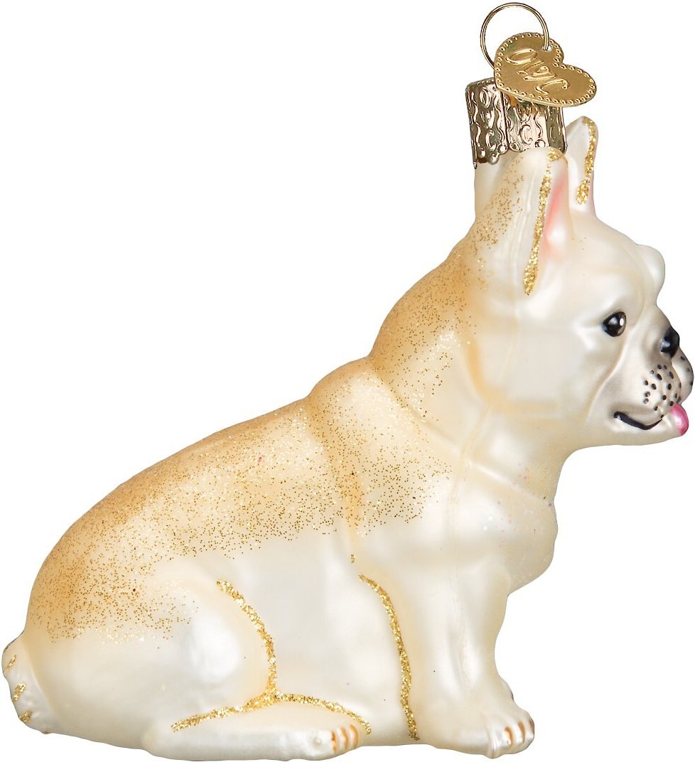 Old World Christmas French Bulldog Glass Tree Ornament， 3.5-in