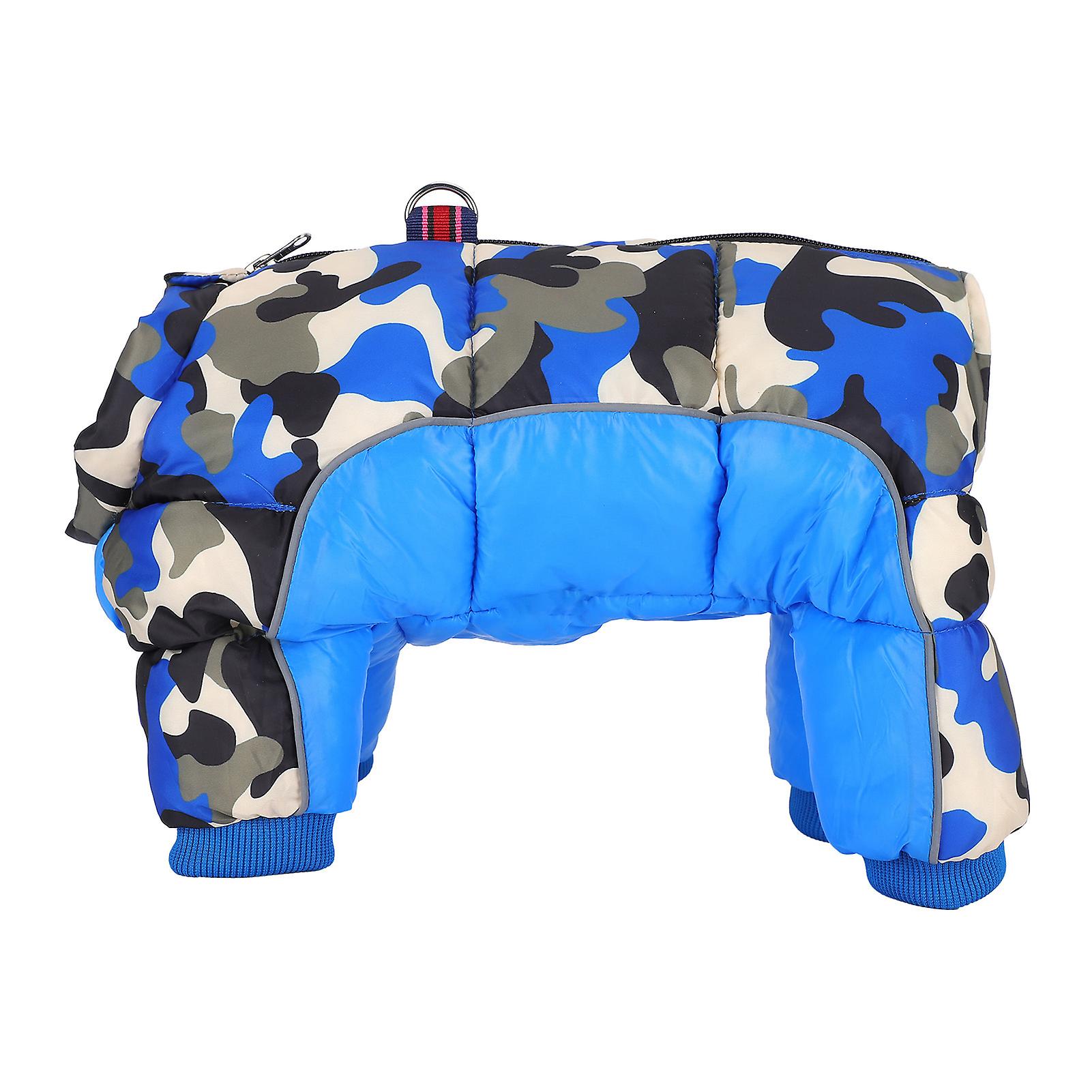 Pet Dog Winter Keep Warm Windproof Clothes Clothing Four Legs Back Zipper Blue Camouflage18#