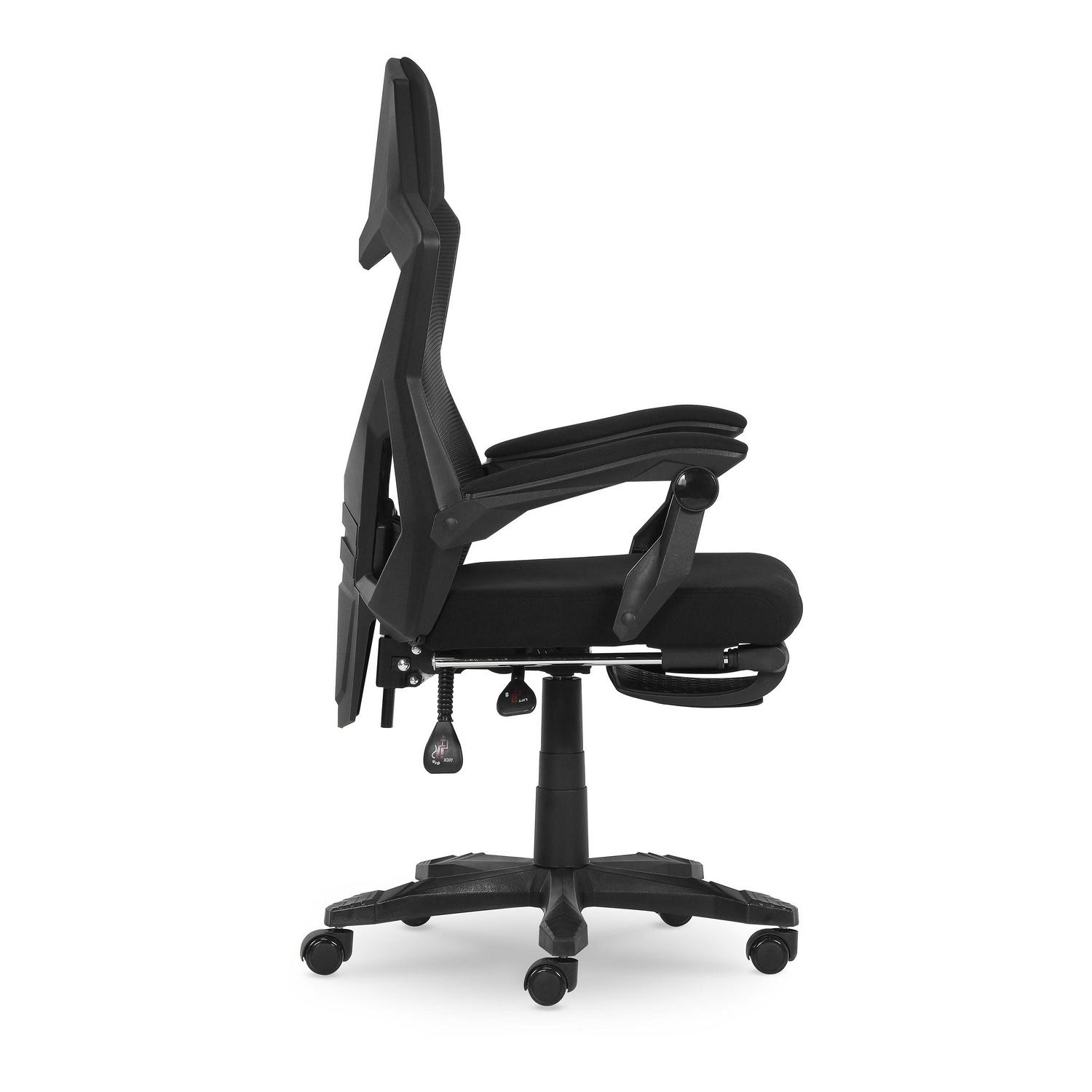 Gamer Gear Gaming Office Chair with Extendable Leg Rest Black Fabric Upholstery  Crowdfused