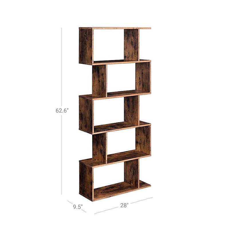 BreeBe Rustic Brown Freestanding Wooden Storage Bookcase