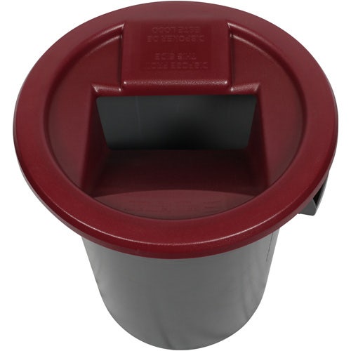 San Jamar KA3200 KatchAll Magnetic Flatware Retriever 32-Gallon Trash Can Lid， Burgundy