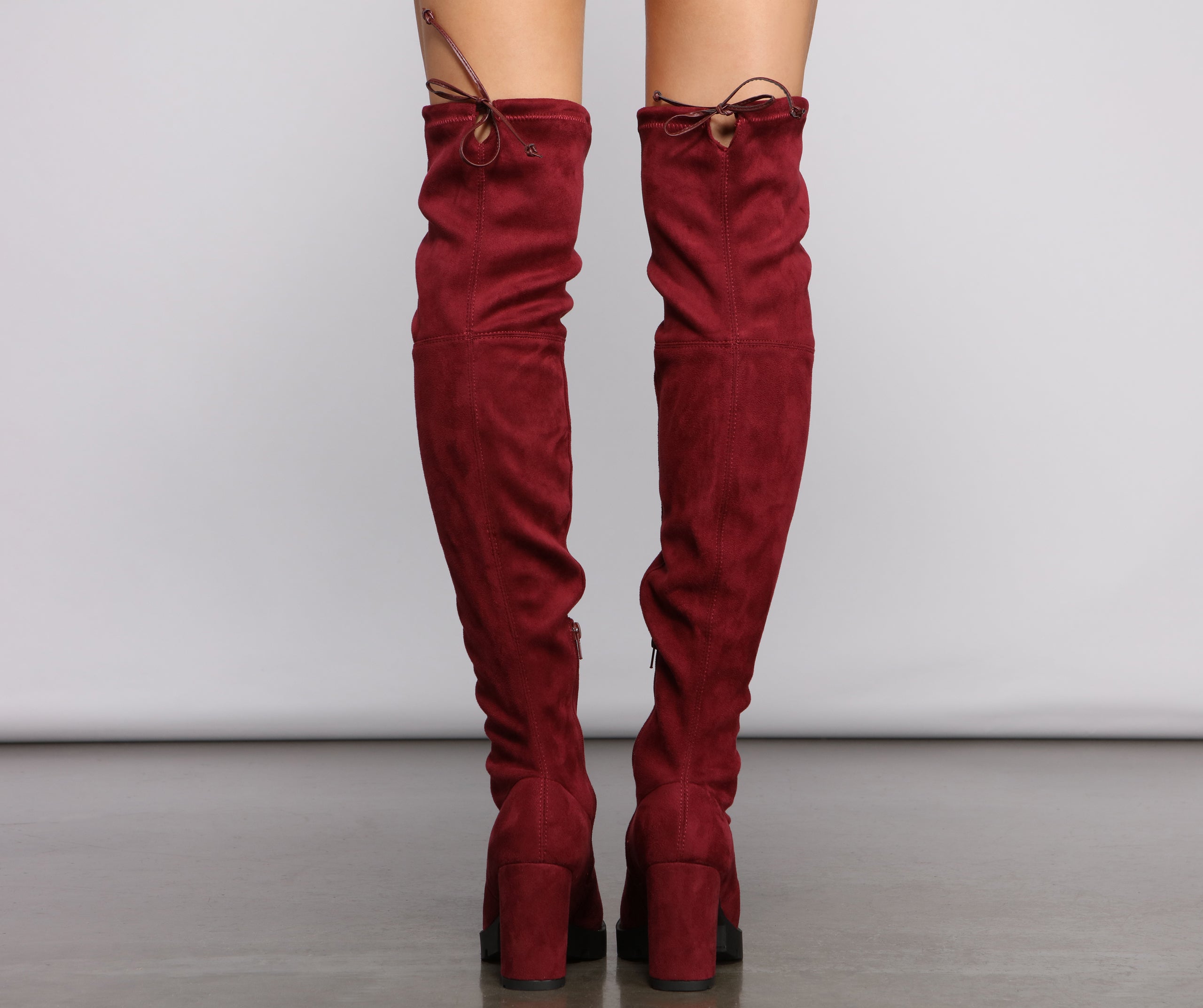 Faux Suede Over The Knee Lug Sole Boots