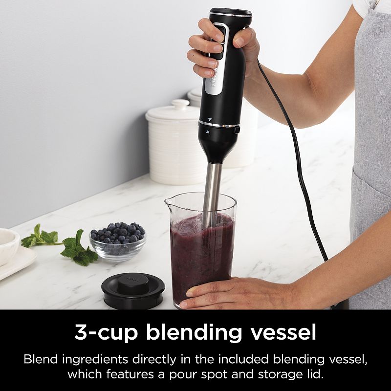 Ninja Foodi Power Mixer System Hand Blender and Hand Mixer Combo with 3 Cup Blending Vessel (CI101)