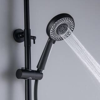 Tomfaucet 3-Spray Multi-Function Wall Bar Shower Kit with Tub Faucet in Matte Black TFB1161MB