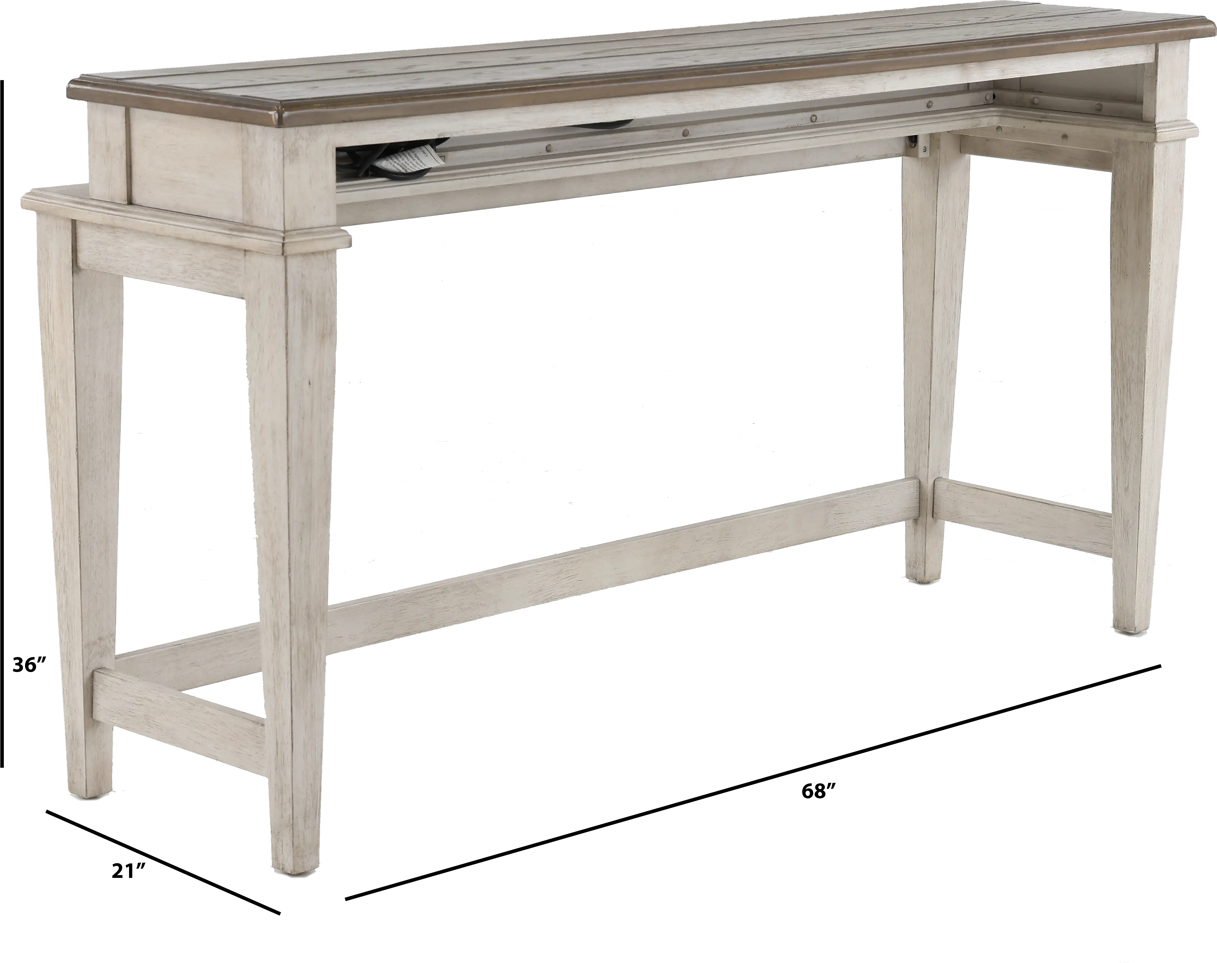 Heartland Weathered White Oak Console Bar Table