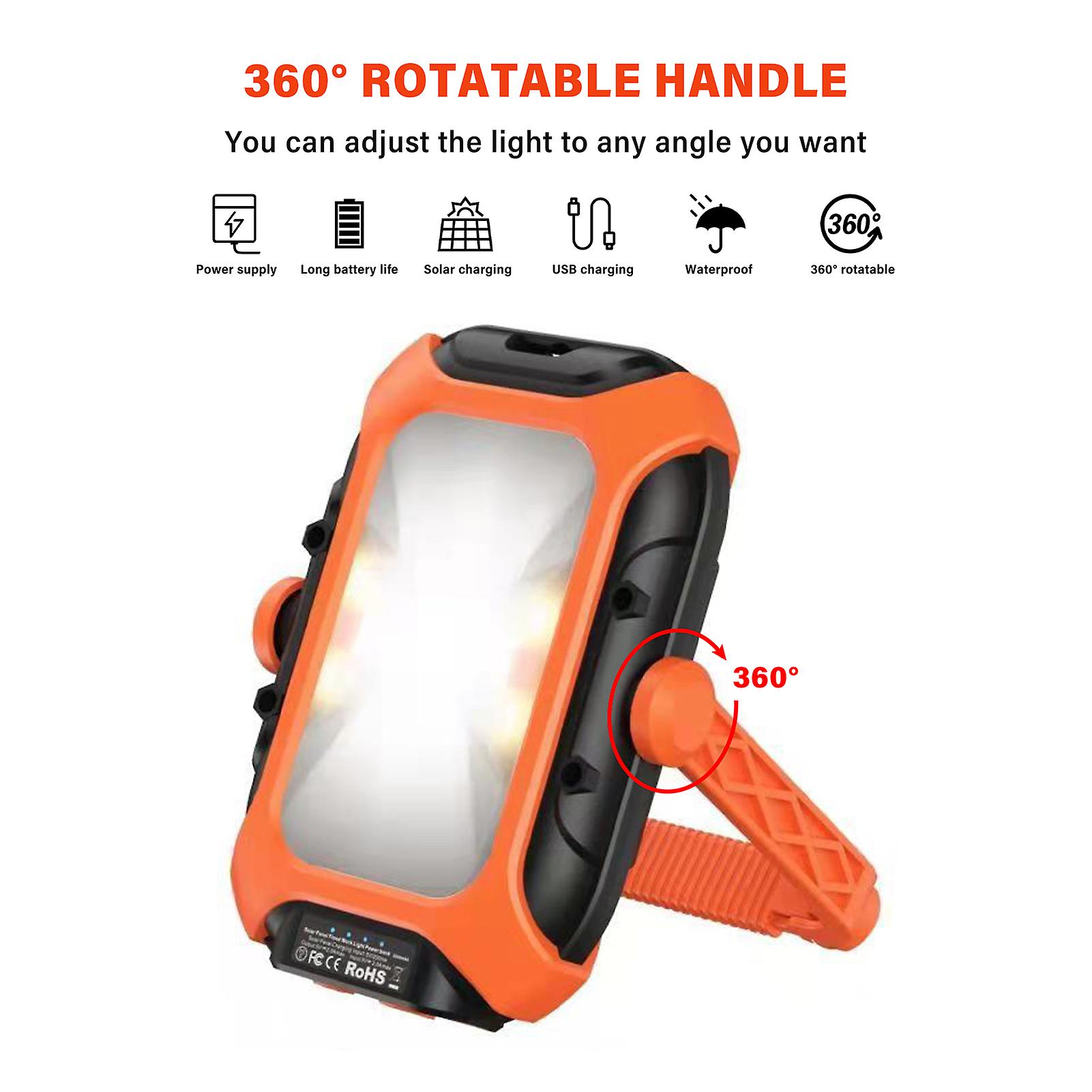 Orange Outdoors Camping Light Solar Charging Usb Charging Waterproof 5 Lighting Modes 360 Rotatable Emergency Light For Camping Hiking Picnic