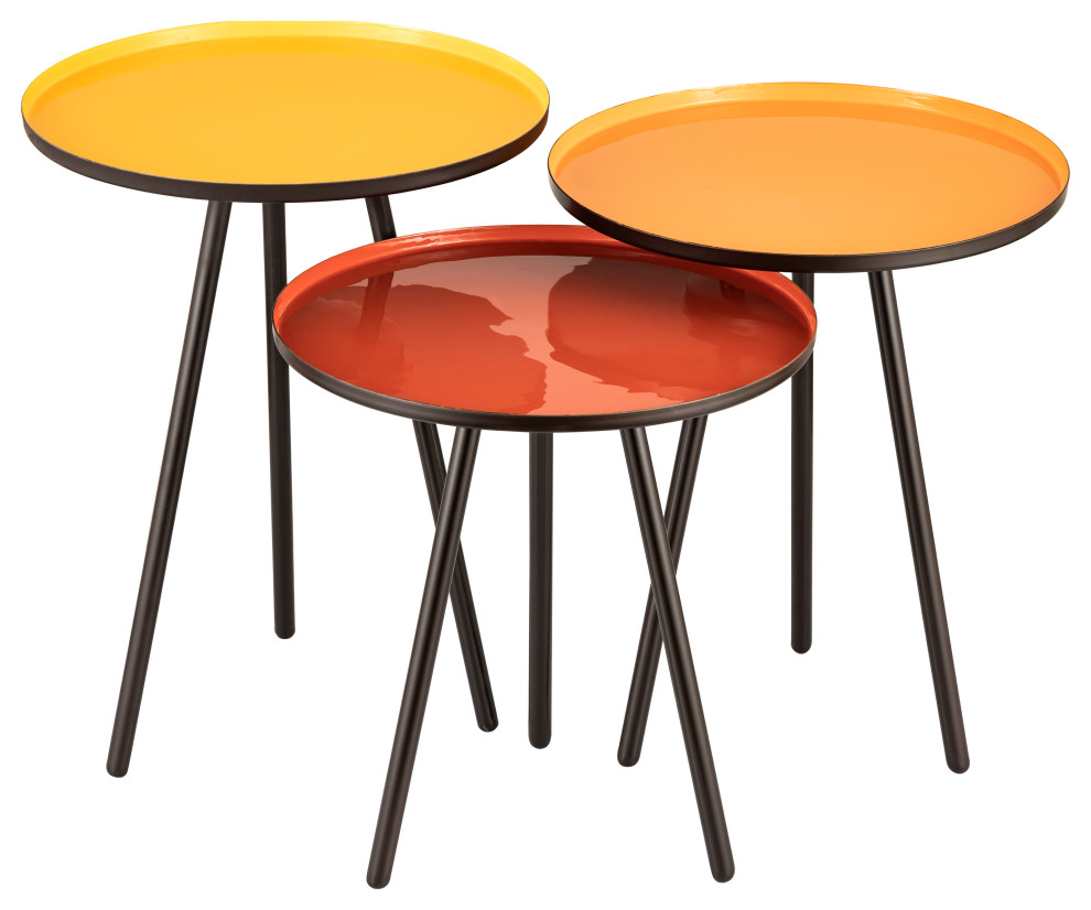 Elk Home Gregg 16 quotContemporary Metal Accent Tables in Yellow/Red (Set of 3)   Midcentury   Coffee Table Sets   by ELK Group International  Houzz