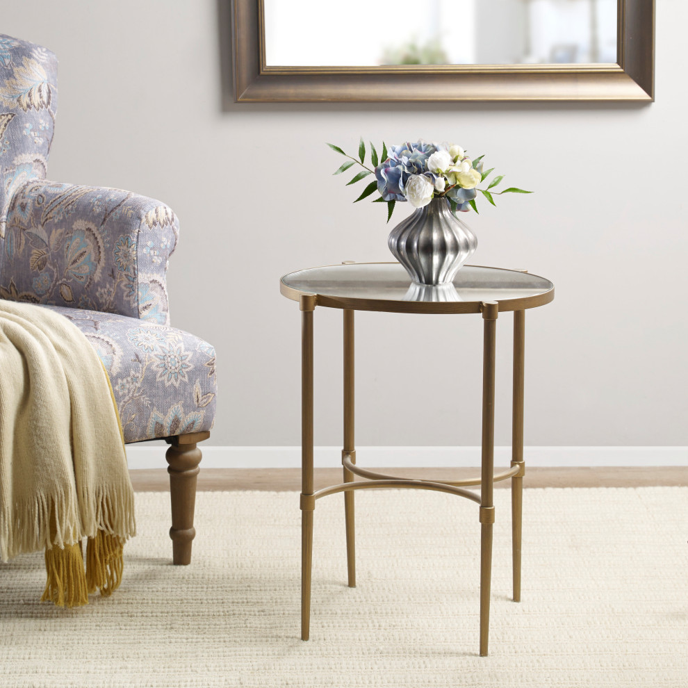 Martha Stewart Antique Bronze Mirrored Top Oval Accent Table   Contemporary   Side Tables And End Tables   by HedgeApple  Houzz