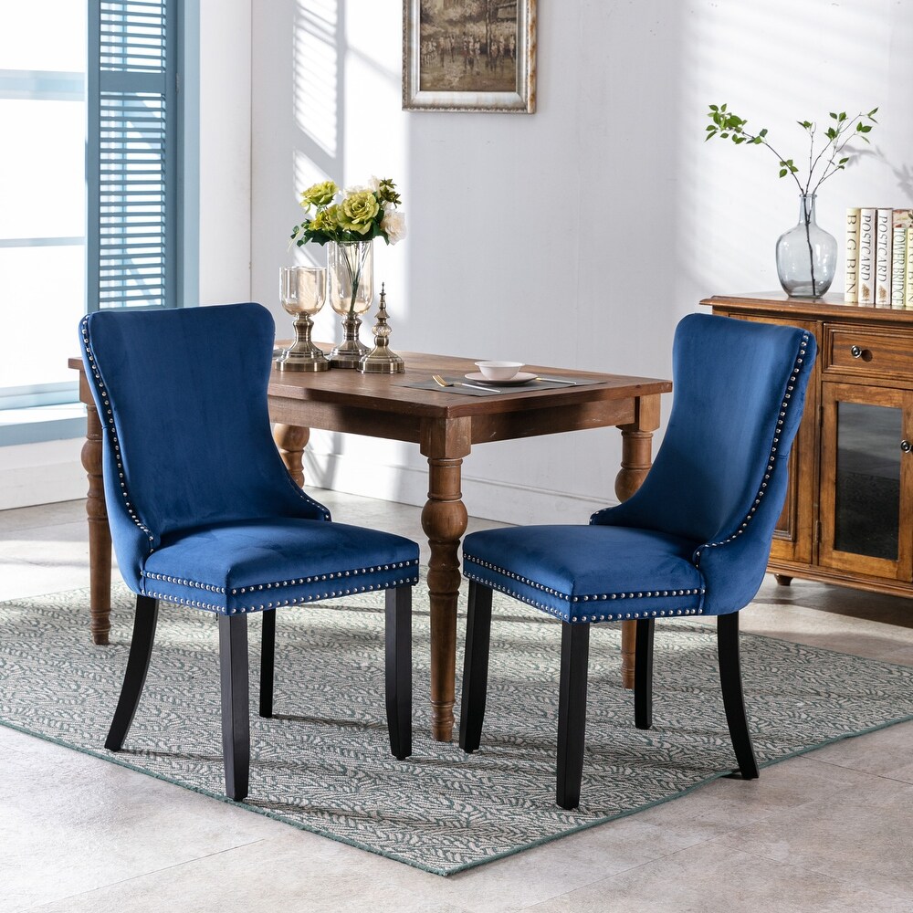 Set of 2 Upholstered Wing Back Dining Chair