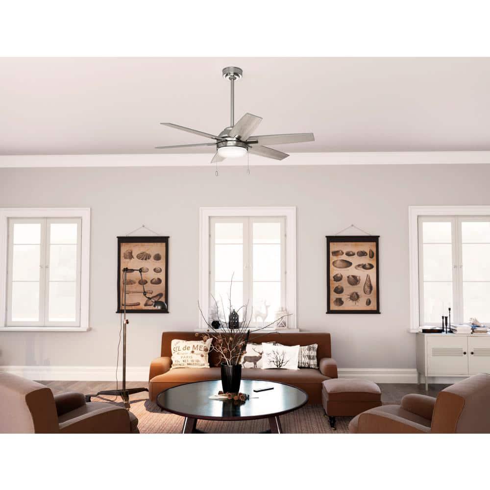 Hunter Lodestar 52 in LED Indoor Brushed Nickel Ceiling Fan with Light Kit