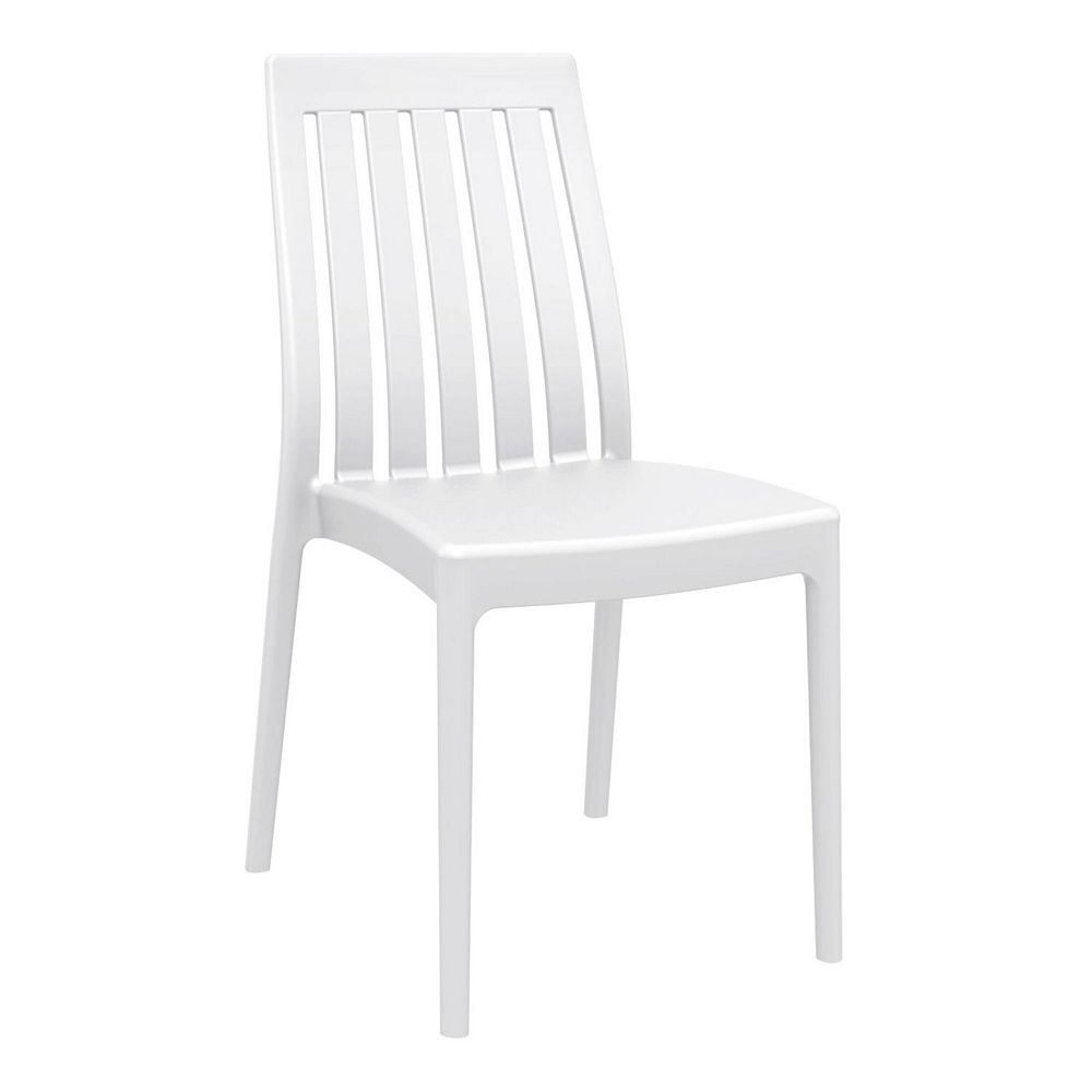 35 White High Back Stackable Outdoor Patio Dining Chair