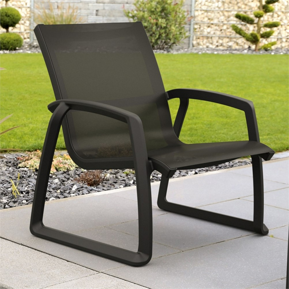 Compamia Pacific Club Arm Chair Black Frame Black Sling   Contemporary   Outdoor Lounge Chairs   by Homesquare  Houzz