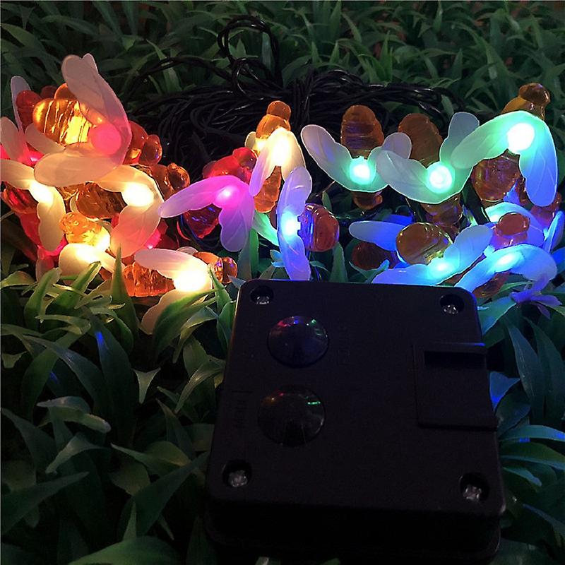 Waterproof Outdoor Cute Honey Bee Led Fairy String Lights Solar Bee Light  Christmas Garland Lights For Garden Fence Patio